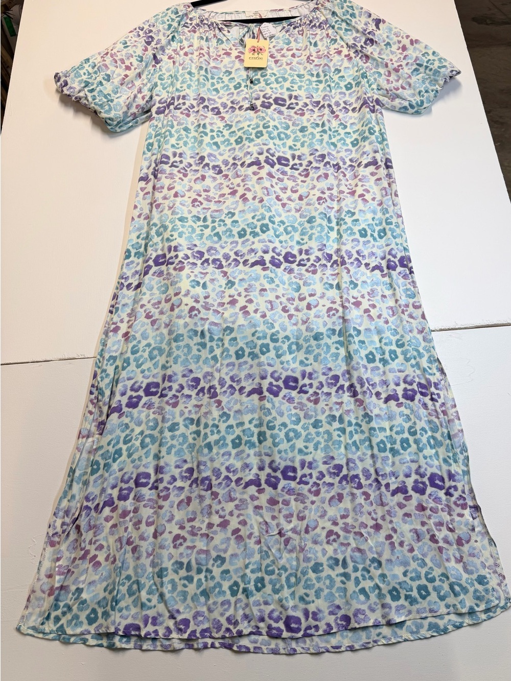 W139 entro Pastel Leopard Print Maxi Dress in Blue, Purple, Pink